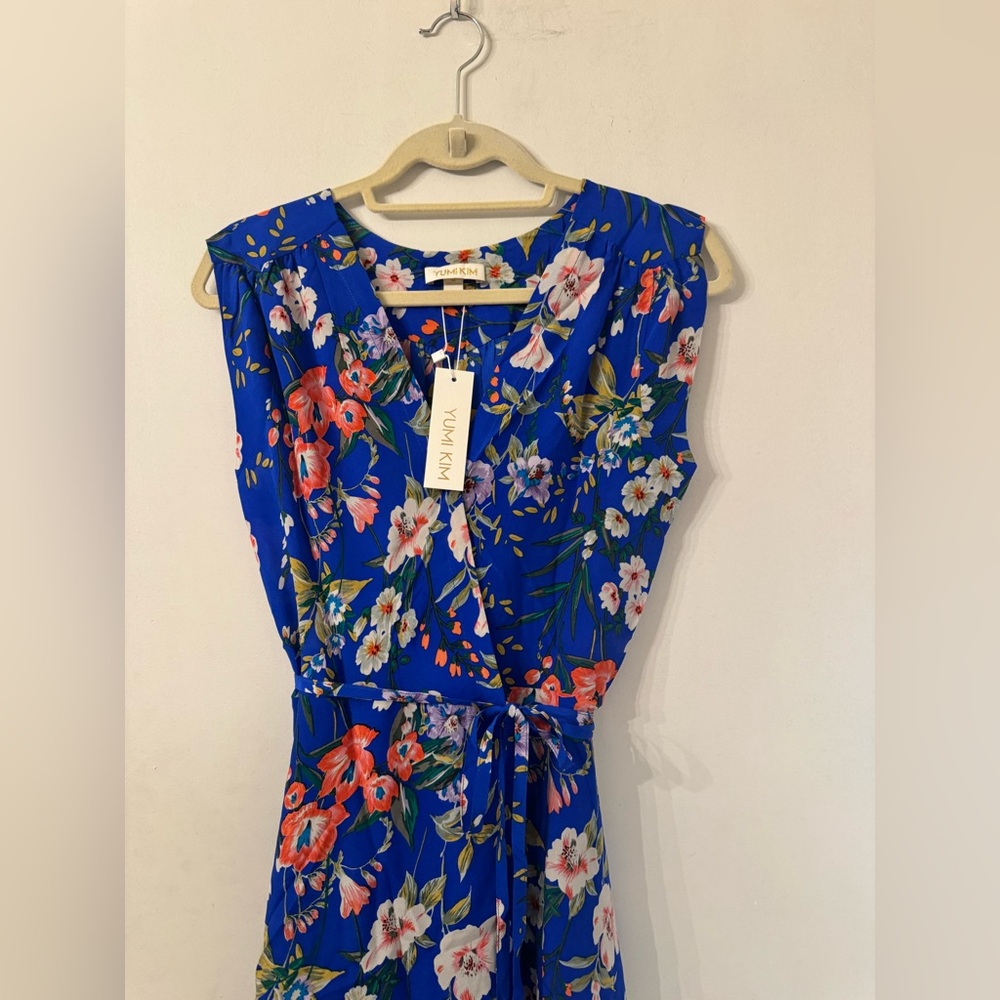NWT Yumi Kim XS Amalfi Coast SoHo Mixer Silk Vibrant Blue Floral Mini Dress - Picture 5 of 16